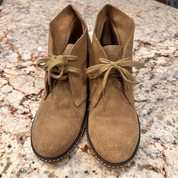 J Crew MacAlister wedge boot flax EUC leather upper bootie wedge shoe size 9 - Picture 11 of 11